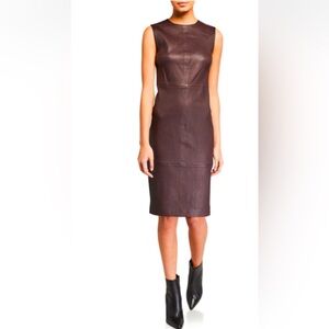 WOMENS LAMBSKIN LEATHER VINCE SHIFT DRESS, SIZE 4